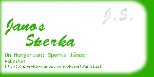 janos sperka business card